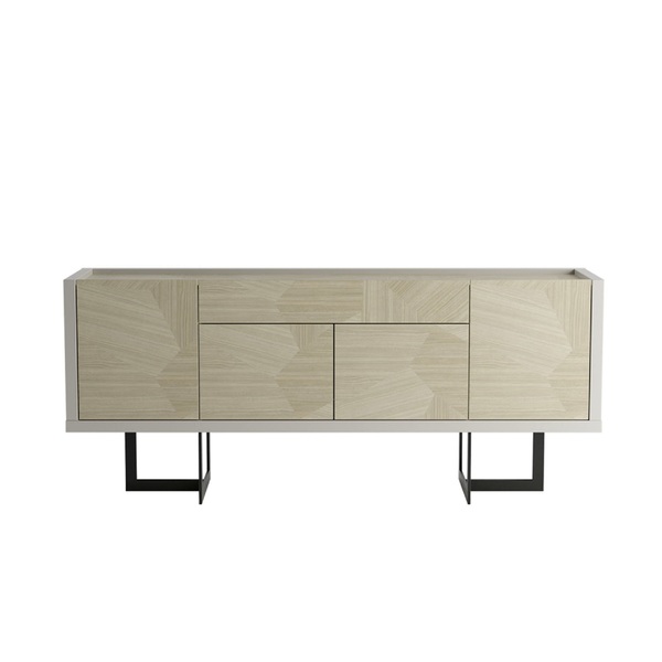 Manhattan Comfort Celine 70.86 Buffet Stand, Off White and Nude Mosaic Wood 1023851